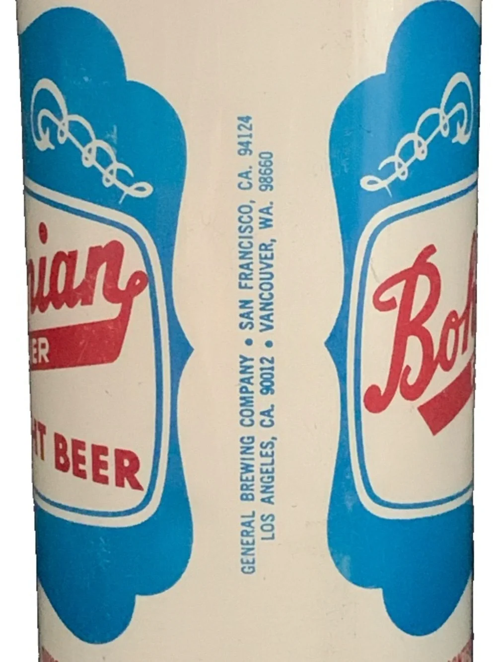 Vintage Beer Can Bohemian Pilsner Light Beer Empty General Brewing Steel Can